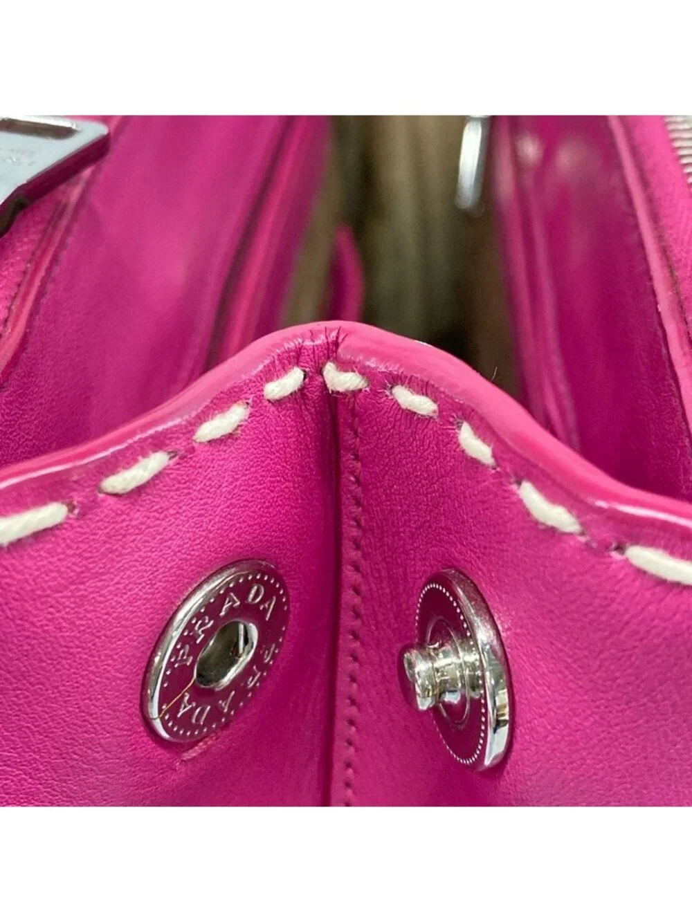 Prada Handbag Canapa City Beige Pink Leather